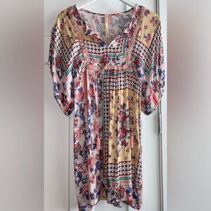 Uncle Frank S Patchwork Bandana Kimono Sleeve Peasant Dress Bohemian Beach